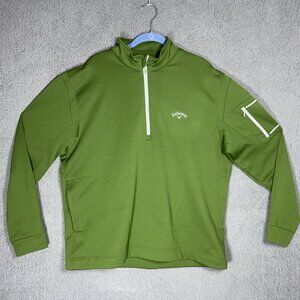 Callaway Quarter 1/4 Zip Sz L Forest Fleece Half 1/2 Reinforced Elbow Tech Pcket